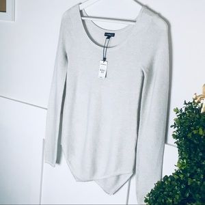 Express Asymetrical Silver Lurex L/S Sweater